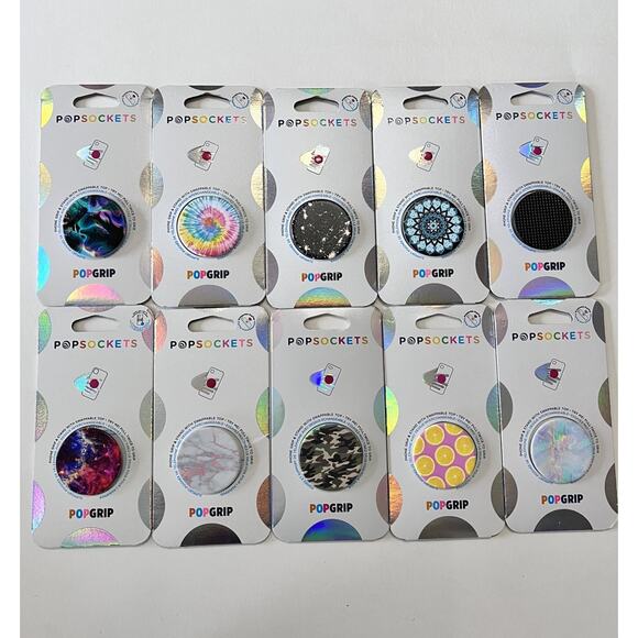 PopSockets: PopGrip - Lot of 10 PopGrips, Assorted Lot - New On Card Lot #2 - Picture 1 of 12